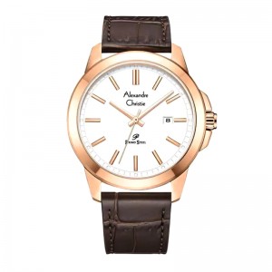 Alexandre Christie AC 1017 Rosegold White Leather Man MDLRGSL